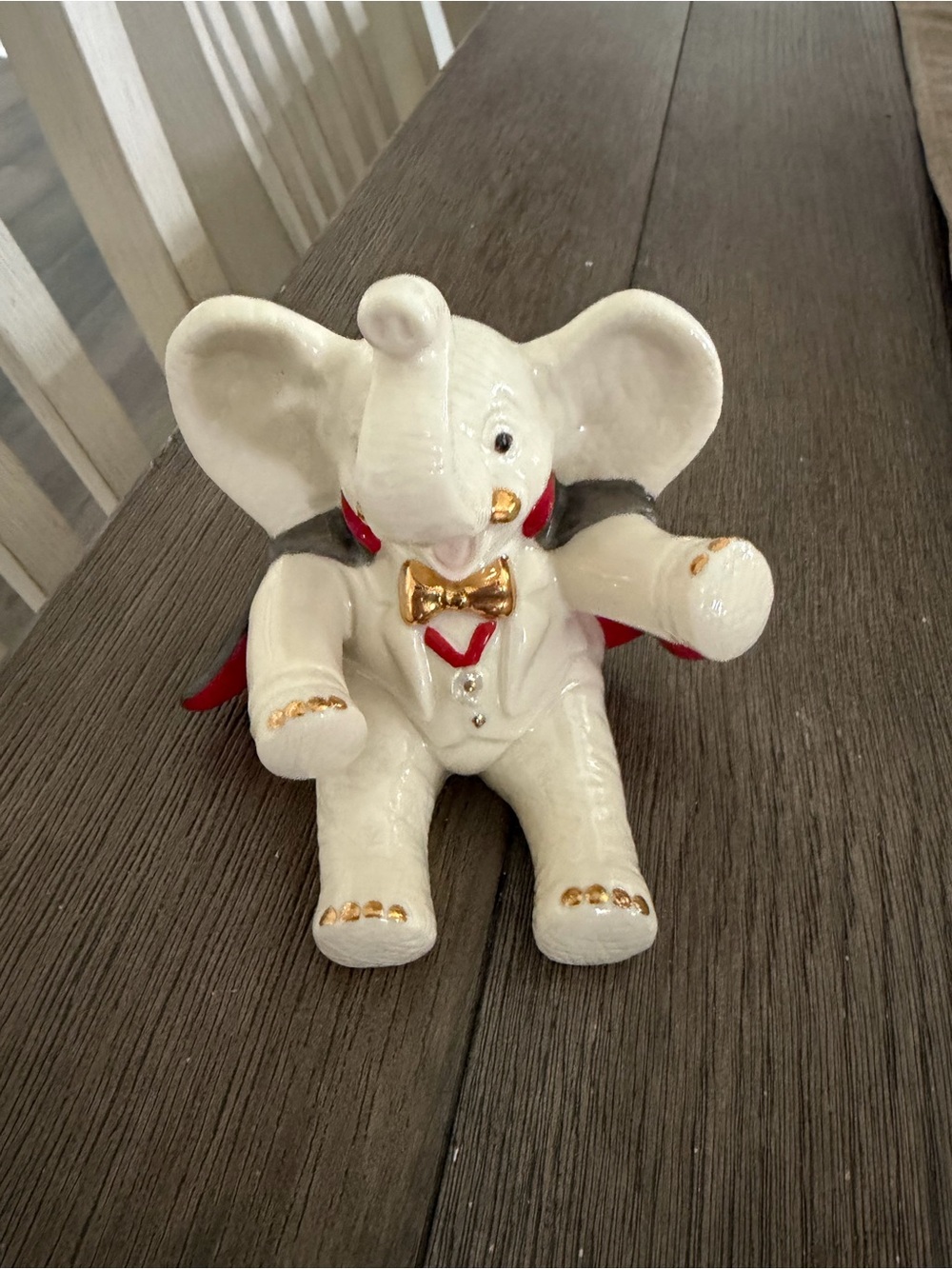 Lenox White Elephant Dracula Figurine with Gold and Red Accents